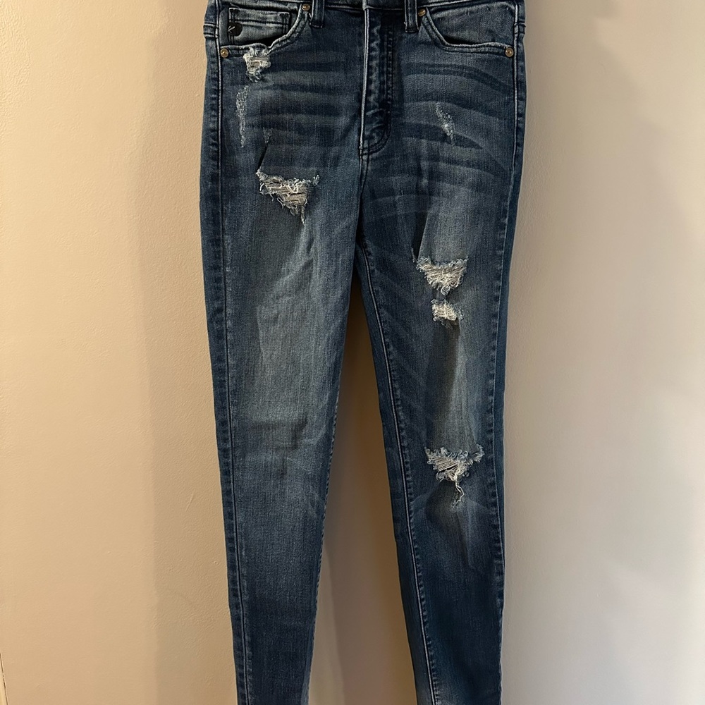 KanCan Women's Distressed Dark Blue Skinny Jeans